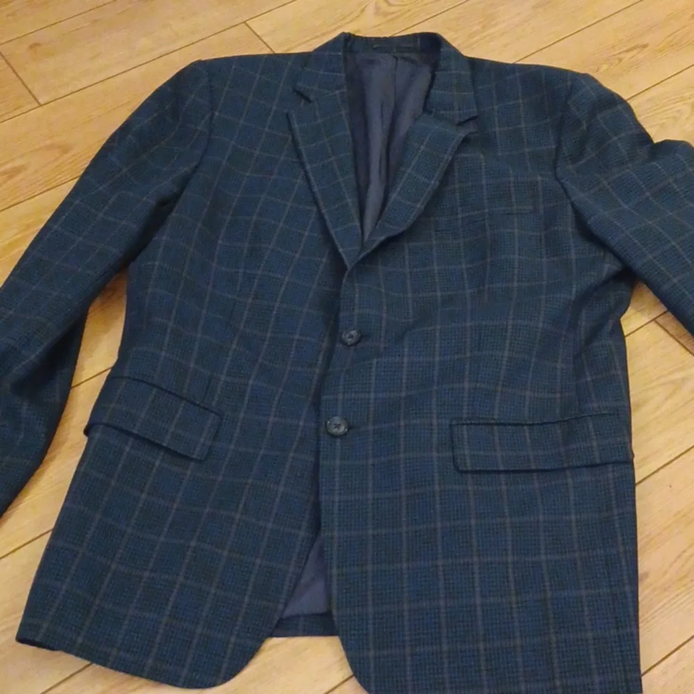 MILANO FASHIONS Custom-Made Brown/Blue Plaid Jacket Blazer Single Breasted